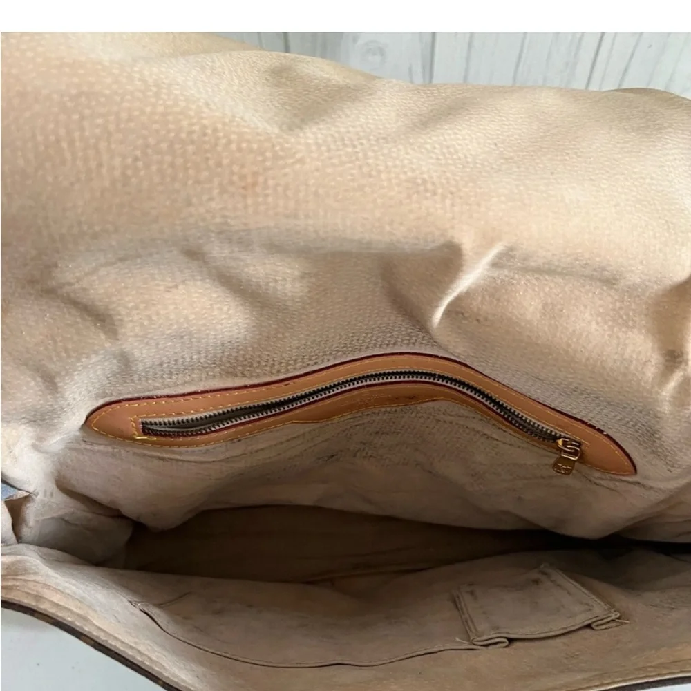 Louis Vuitton Brown Monogram Messenger Bag with Gold Hardware